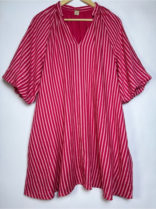 Magaschoni Tops - Magaschoni Pink White Linen Striped Shift Dress Pockets M